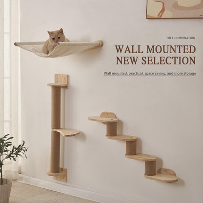 wooden wall mounted cat perch leisure climbing shelf frame UK Happy Furry