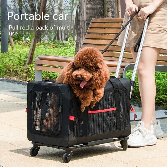 portable car pet trolley bag travel carrier dogs cats UK Happy Furry
