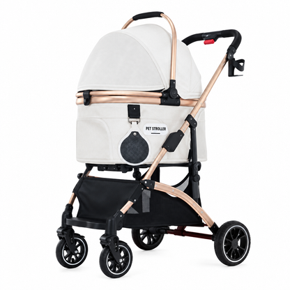 Detachable basket pet stroller product view, enhanced for Happy Furry UK.
