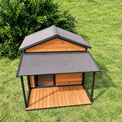 wooden outdoor dog kennel eco friendly villa solid button closure UK Happy Furry