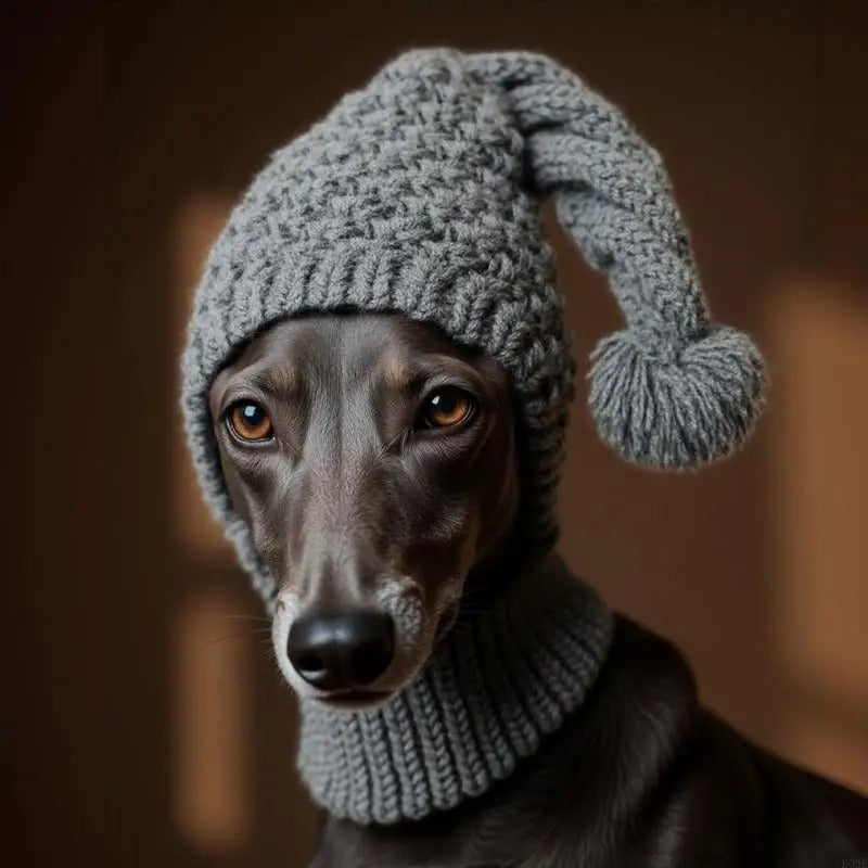 fashion stretchy dog knitted cap pullover hat whippet Italian greyhound indoor outdoor UK Happy Furry