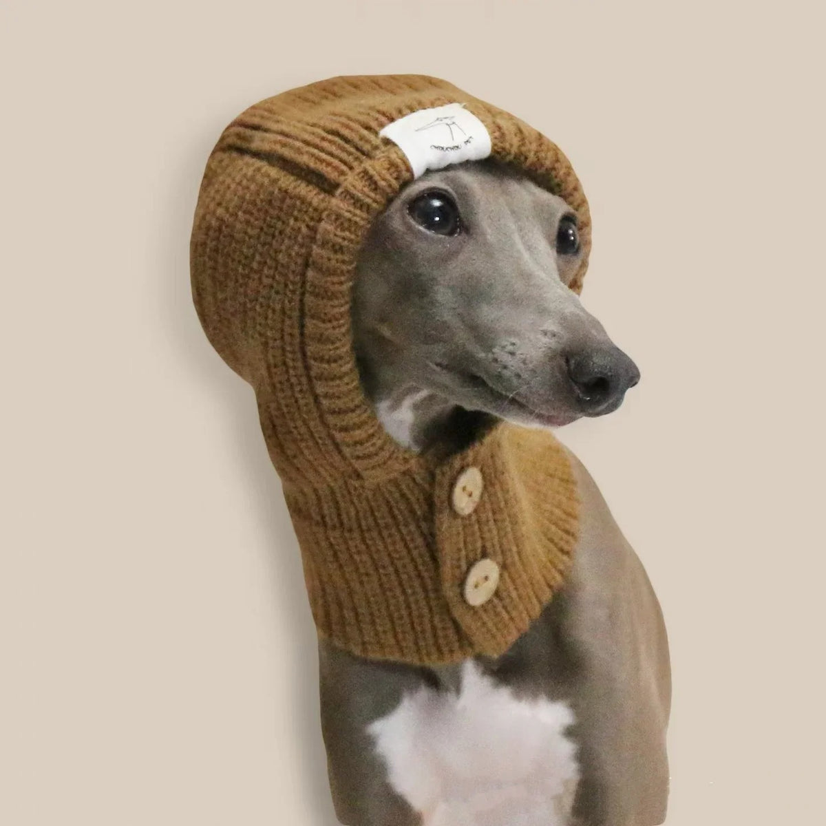 Soft Knit Dog Balaclava Hat Warm Turtleneck Hood Scarf for Italian Greyhound Whippet Windproof Pet Winter Neck Warmer