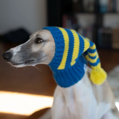 Whippet-Iggy Warm Knitted Pet Hat, Striped, Italian Greyhound, Winter