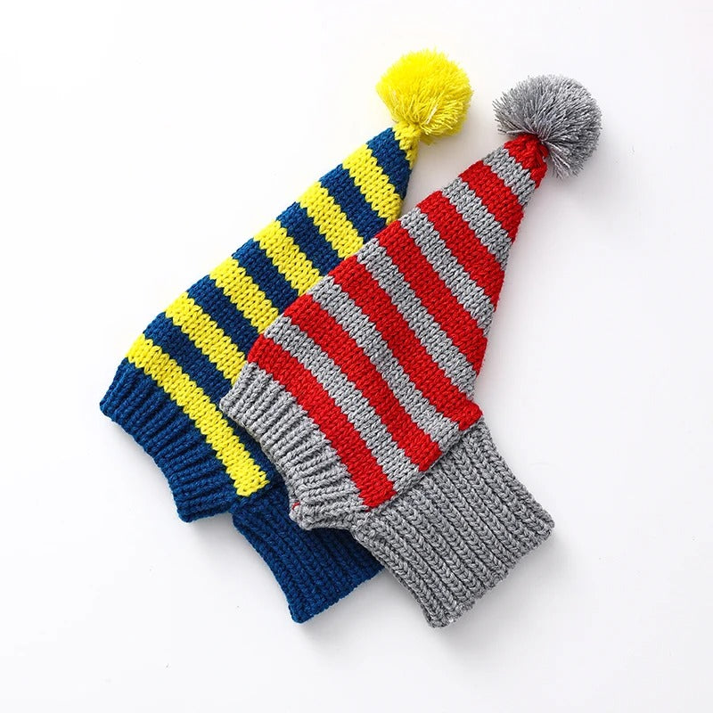 Whippet-Iggy Warm Knitted Pet Hat, Striped, Italian Greyhound, Winter