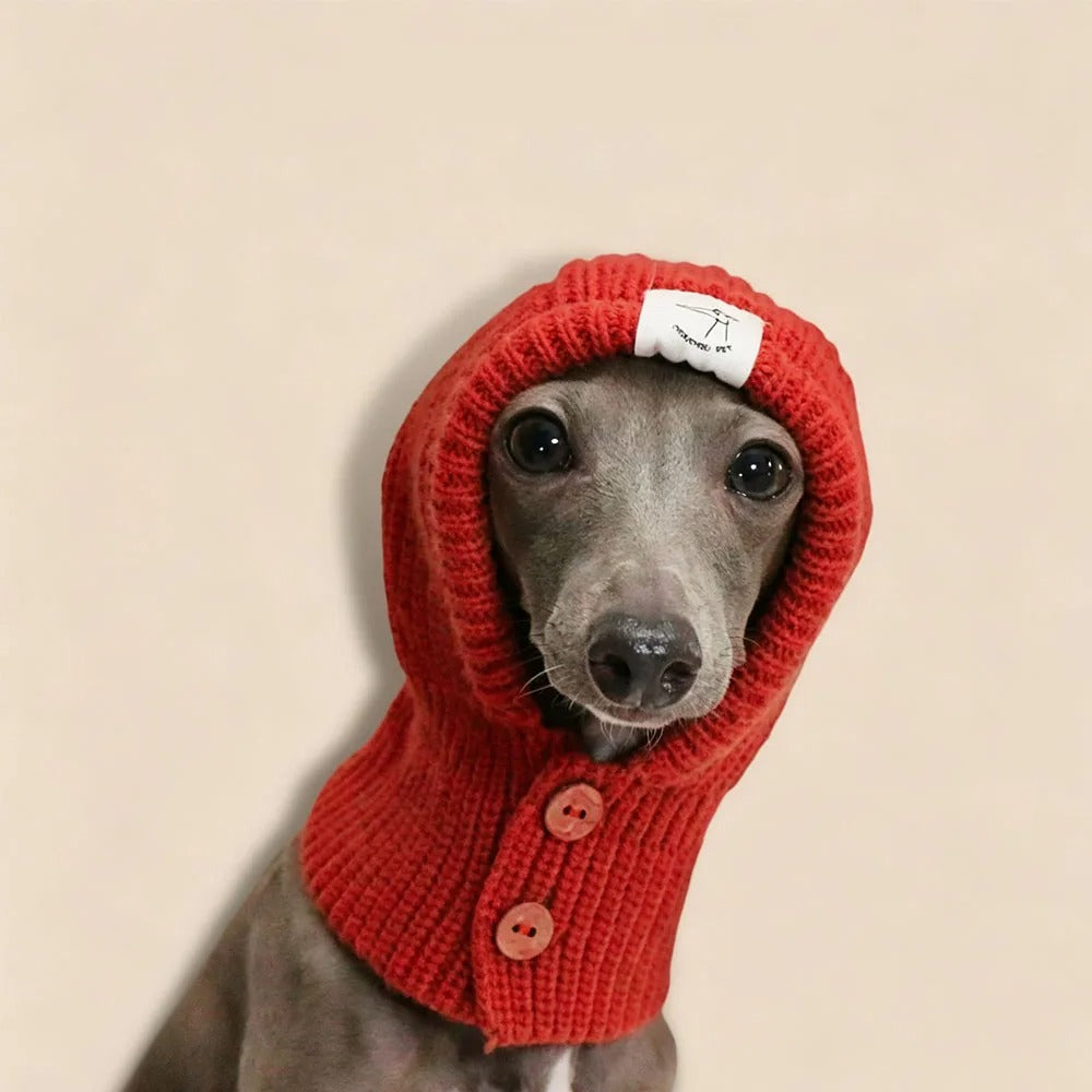 Soft Knit Dog Balaclava Hat Warm Turtleneck Hood Scarf for Italian Greyhound Whippet Windproof Pet Winter Neck Warmer
