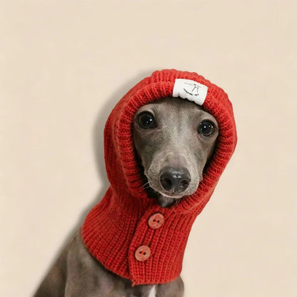 Soft Knit Dog Balaclava Hat Warm Turtleneck Hood Scarf for Italian Greyhound Whippet Windproof Pet Winter Neck Warmer