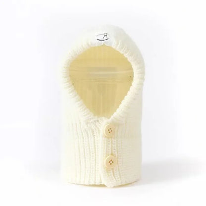 Soft Knit Dog Balaclava Hat Warm Turtleneck Hood Scarf for Italian Greyhound Whippet Windproof Pet Winter Neck Warmer