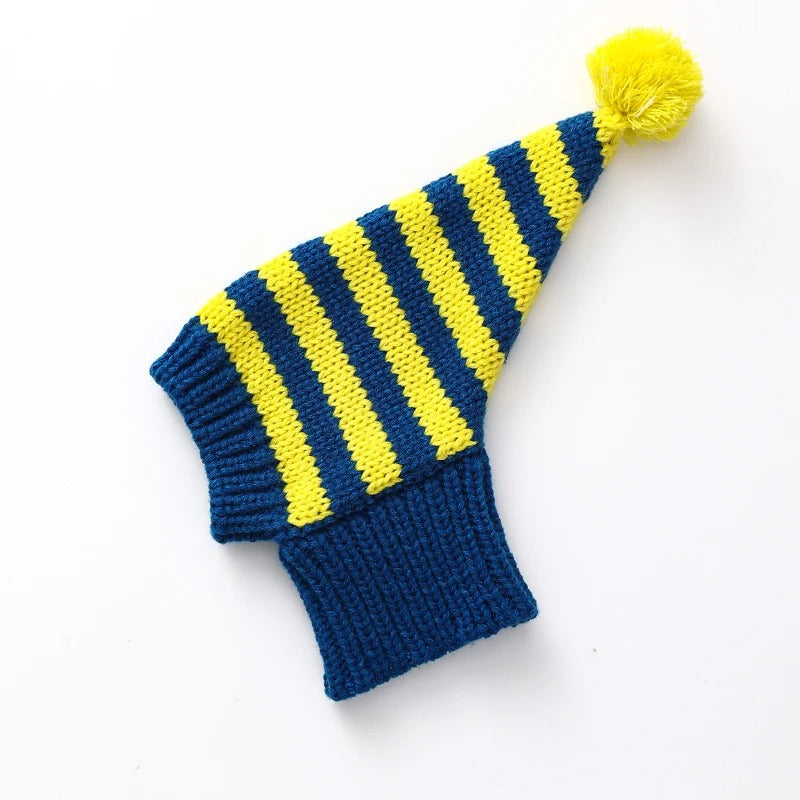 Whippet-Iggy Warm Knitted Pet Hat, Striped, Italian Greyhound, Winter