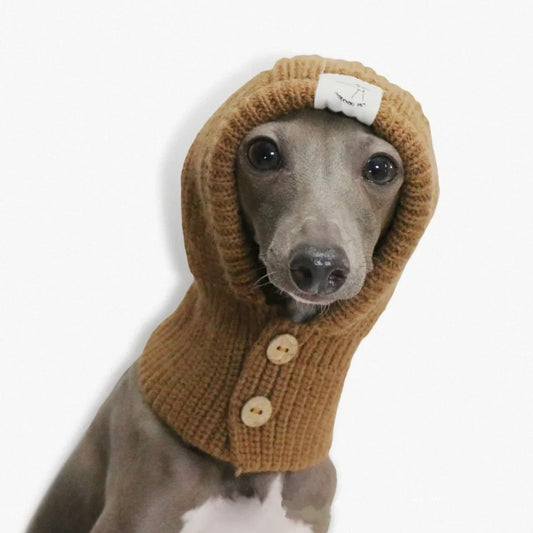 soft knit dog balaclava hat turtleneck hood scarf Italian greyhound whippet windproof UK Happy Furry