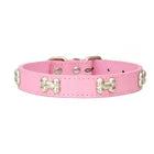 Durable Leather Dog Collar with Bone Charm Pet Puppy Cat Collar for Small Large   | FREE SHIPPIG