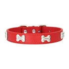 Durable Leather Dog Collar with Bone Charm Pet Puppy Cat Collar for Small Large   | FREE SHIPPIG