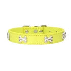 Durable Leather Dog Collar with Bone Charm Pet Puppy Cat Collar for Small Large   | FREE SHIPPIG
