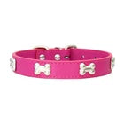 Durable Leather Dog Collar with Bone Charm Pet Puppy Cat Collar for Small Large   | FREE SHIPPIG
