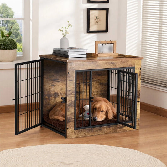 furniture style dog crate end table puppy cage 2 doors UK Happy Furry