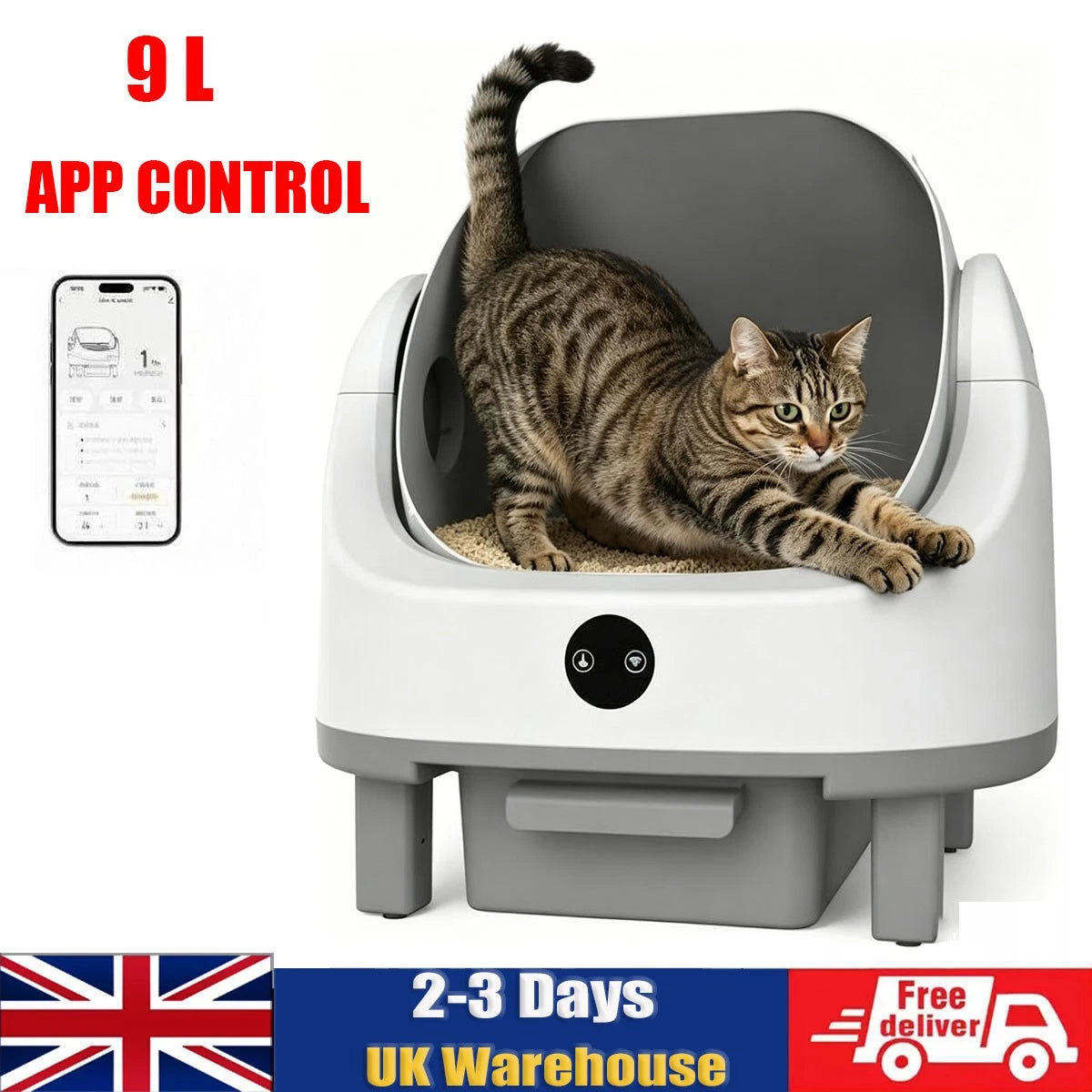 Automatic Self-Cleaning Large Cat Litter Box with APP Control for Multiple Cats