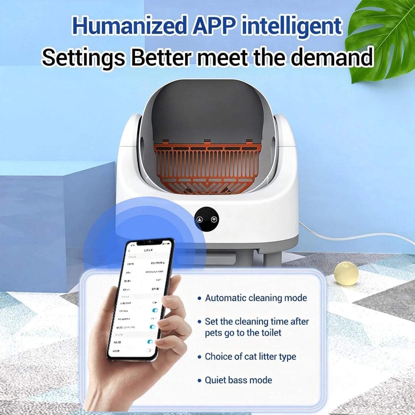 Automatic Self-Cleaning Large Cat Litter Box with APP Control for Multiple Cats