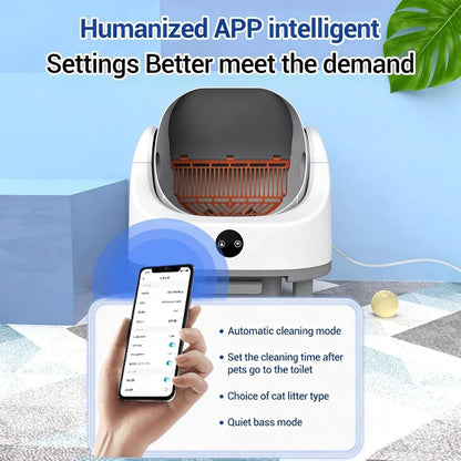 Automatic Self-Cleaning Large Cat Litter Box with APP Control for Multiple Cats