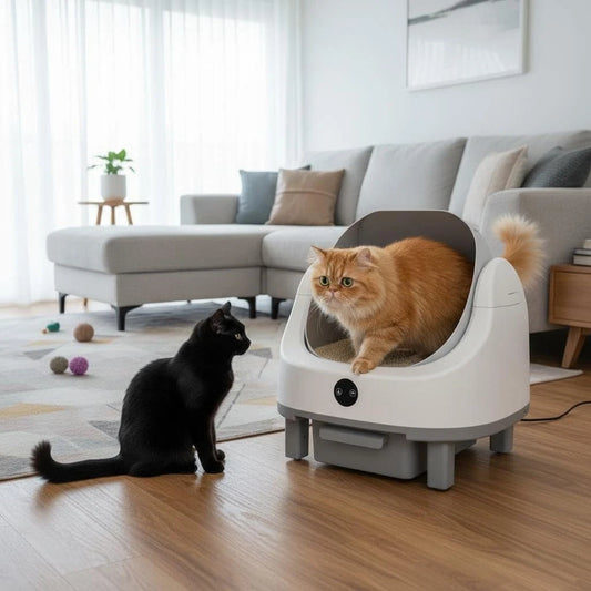 automatic self cleaning cat litter box app control multiple cats UK Happy Furry