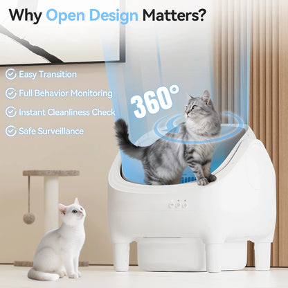 Self Cleaning Automatic Cat Litter Tray, 90L Extra Large Smart, with App Control