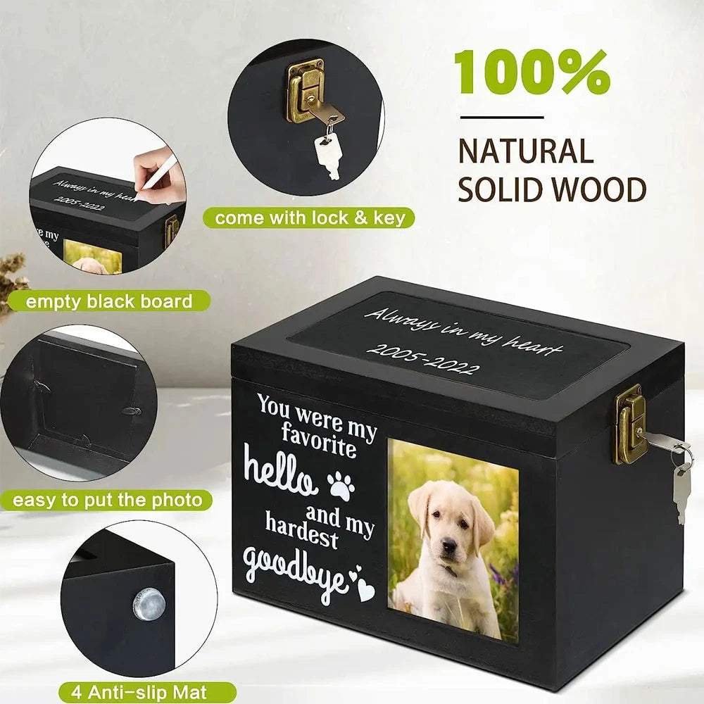 Ashes Box Memorial Urn For Pet Dog Cat Wood Casket Cremation Box Memory Keepsake