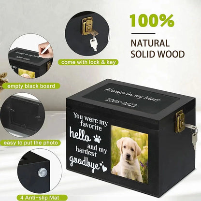 Ashes Box Memorial Urn For Pet Dog Cat Wood Casket Cremation Box Memory Keepsake