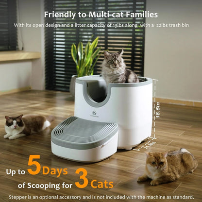 Self-Cleaning Litter Box Open-Top Automatic Cat Litter Box Easy Maintenance