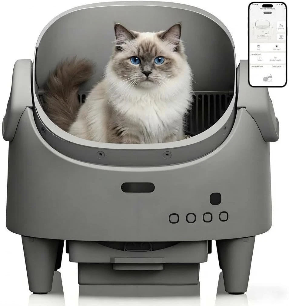 self cleaning automatic cat litter tray safety odour control open design UK Happy Furry
