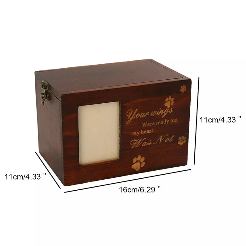 Wooden Pet Memorial Urn for Ashes with Photo Frame-Cat or Dog Memory Box UK
