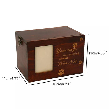 Wooden Pet Memorial Urn for Ashes with Photo Frame-Cat or Dog Memory Box UK