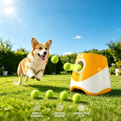Next-Gen Automatic Dog Ball Launcher,Interactive Dog Tennis Ball thrower With 5 ETPU balls-Non-Toxic, Interactive Dog Toy   | FREE SHIPPING
