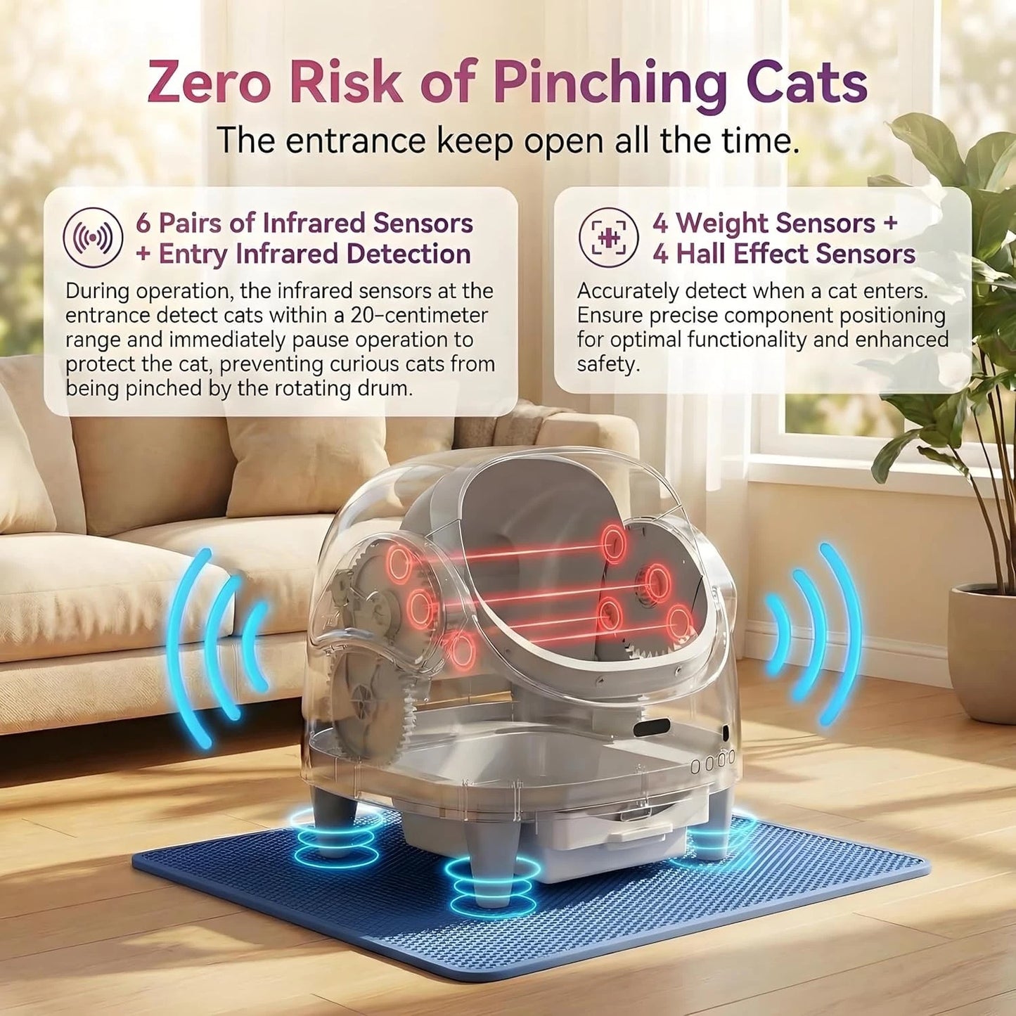 🔥Self Cleaning Cat Litter Tray Open Automatic Litter Box Safety Odor Control