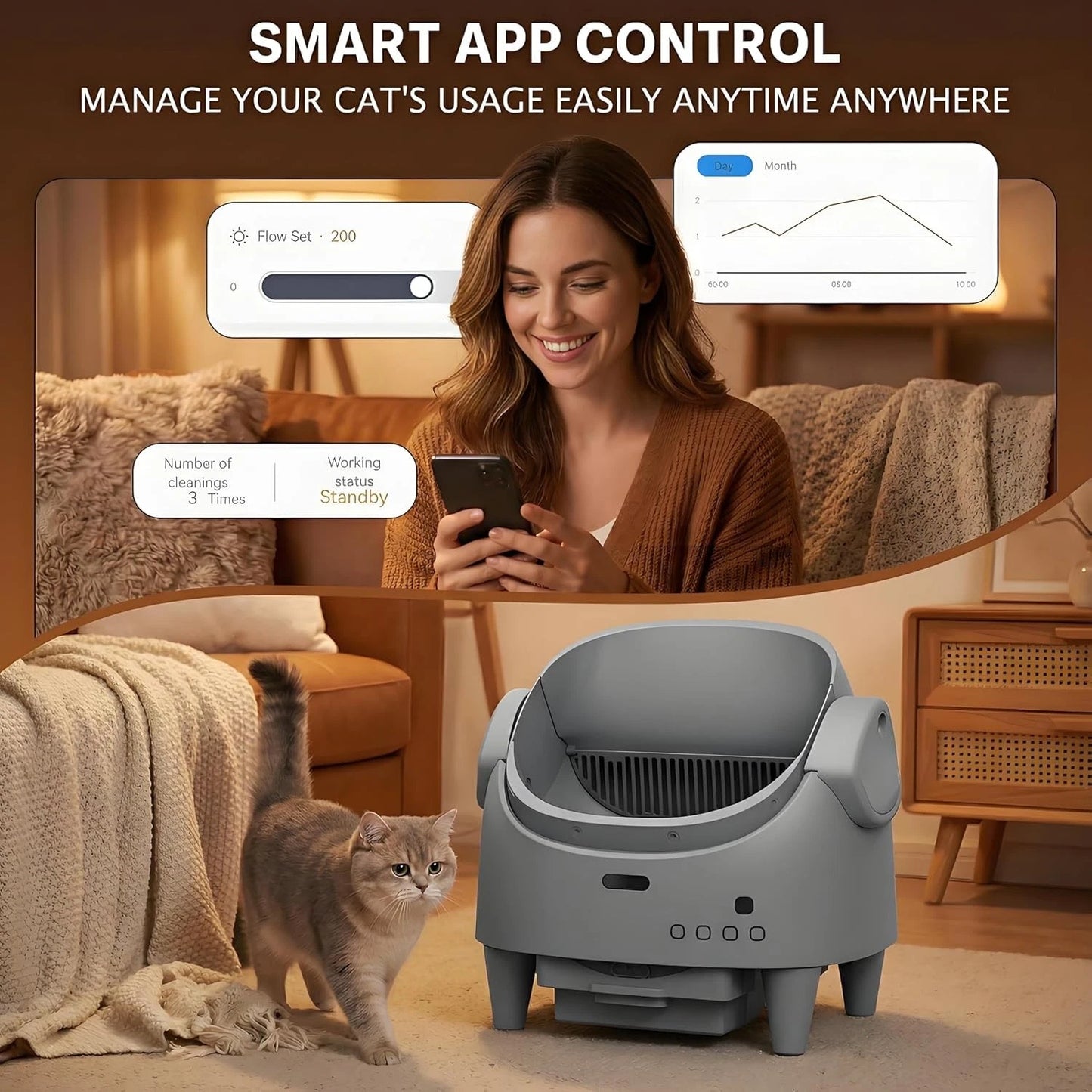 🔥Self Cleaning Cat Litter Tray Open Automatic Litter Box Safety Odor Control