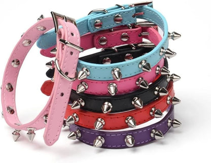 Spiked Studded Leather Dog Collar Rivets Pet Small Large Cat Pit Bull Adjustable   | FREE SHIPPING
