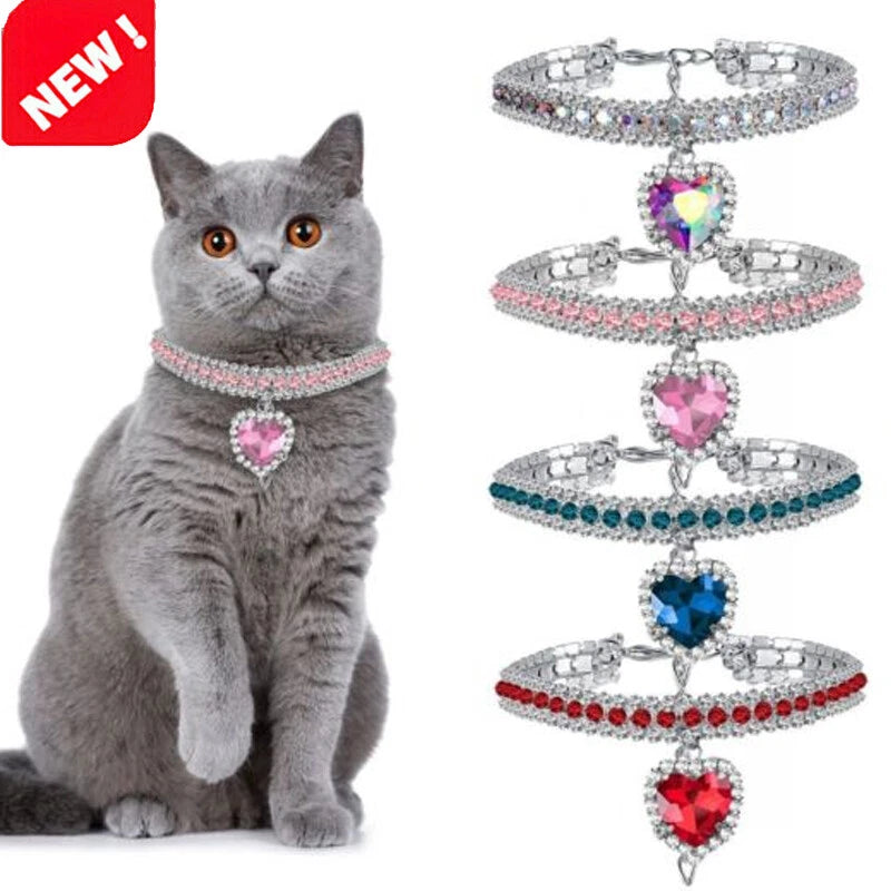 pet puppy kitten crystal necklace collar diamond chain pendant UK Happy Furry