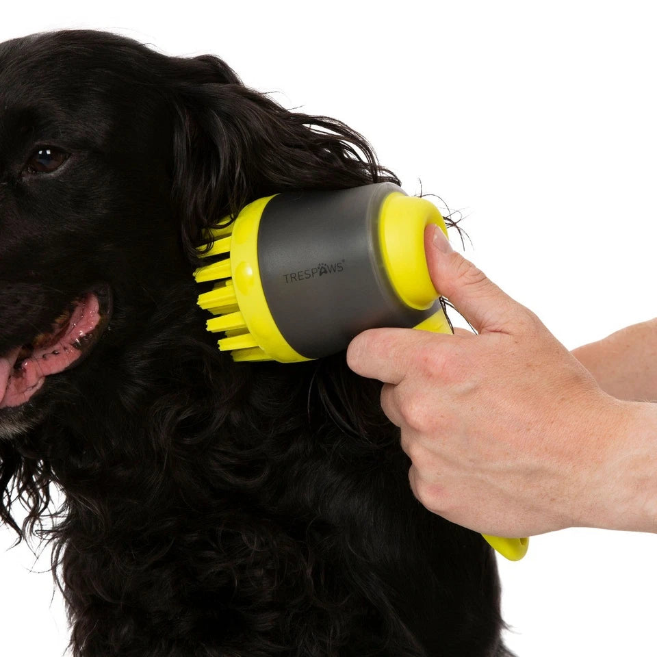 Dusty Trespaws Dog Grooming Brush and Shampoo Dispenser Lime