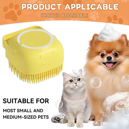 silicone pet brush massage bath brush dog cat scrubber shampoo dispenser UK Happy Furry