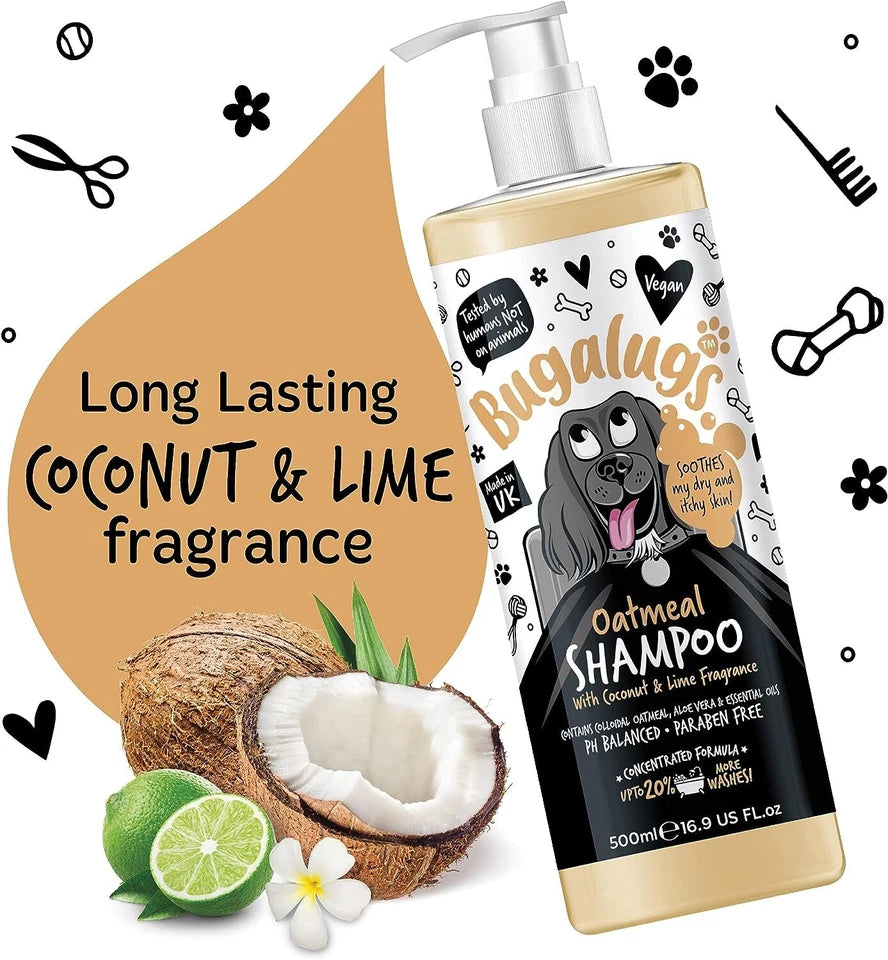 bugalugs sensitive skin dog shampoo oatmeal aloe 500ml 1L 5L UK Happy Furry