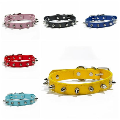 Spiked Studded Leather Dog Collar Rivets Pet Small Large Cat Pit Bull Adjustable   | FREE SHIPPING