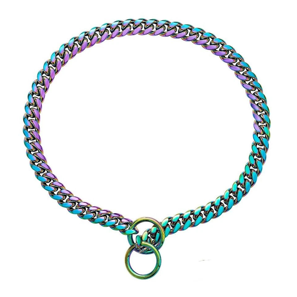 Encryption Dog Ring Golden Chain Cuban Chain Pet Dog Necklace Dog Collar   | FREE SHIPPINGE S