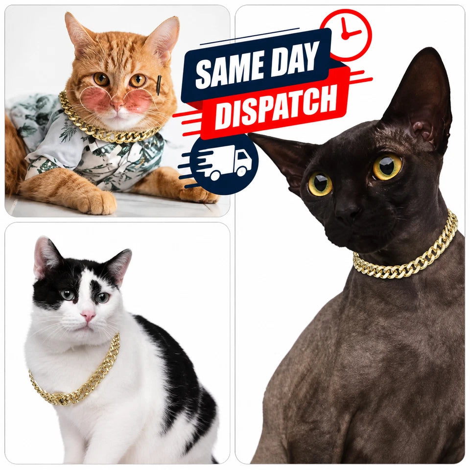 pet puppy kitten crystal necklace collar diamond chain pendant UK Happy Furry